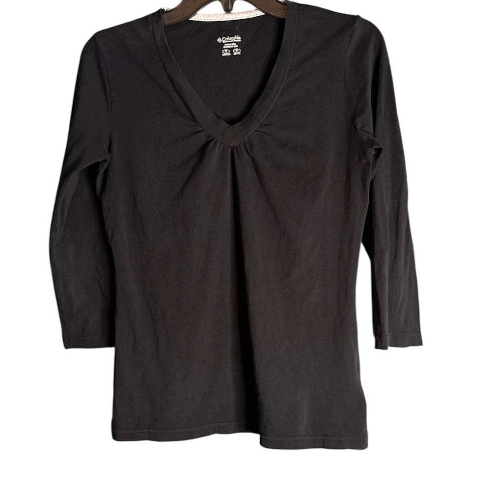 Columbia Women's Black 3/4 Sleeve V-Neck top size  small
